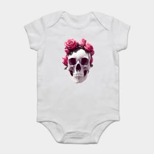 Skull with a crown of roses Baby Bodysuit